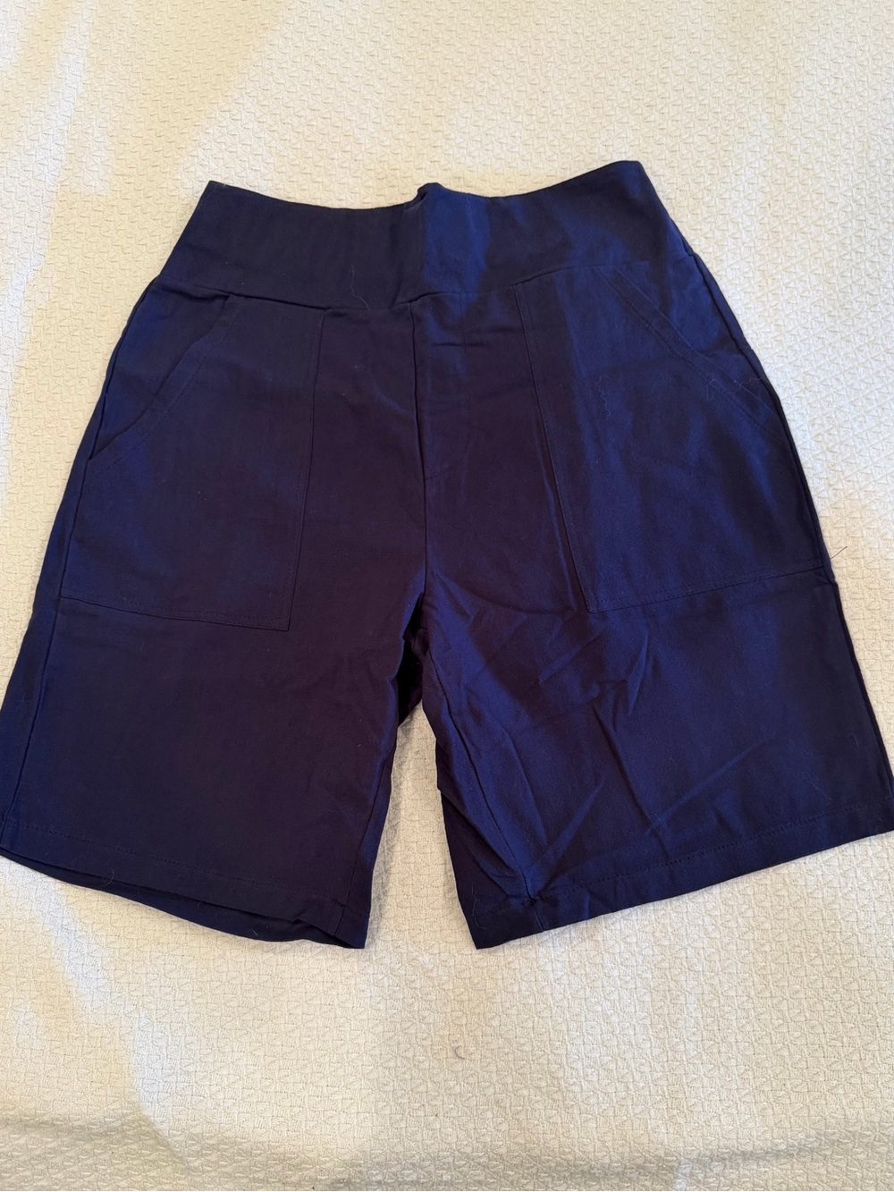 Navy High-Waist Linen Bermuda Women’s Shorts M